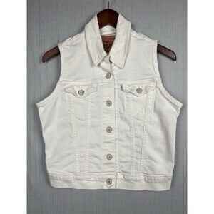 Coastal Cowgirl White Minimalist‎ Denim Vest Trucker Style Levi's XS/S